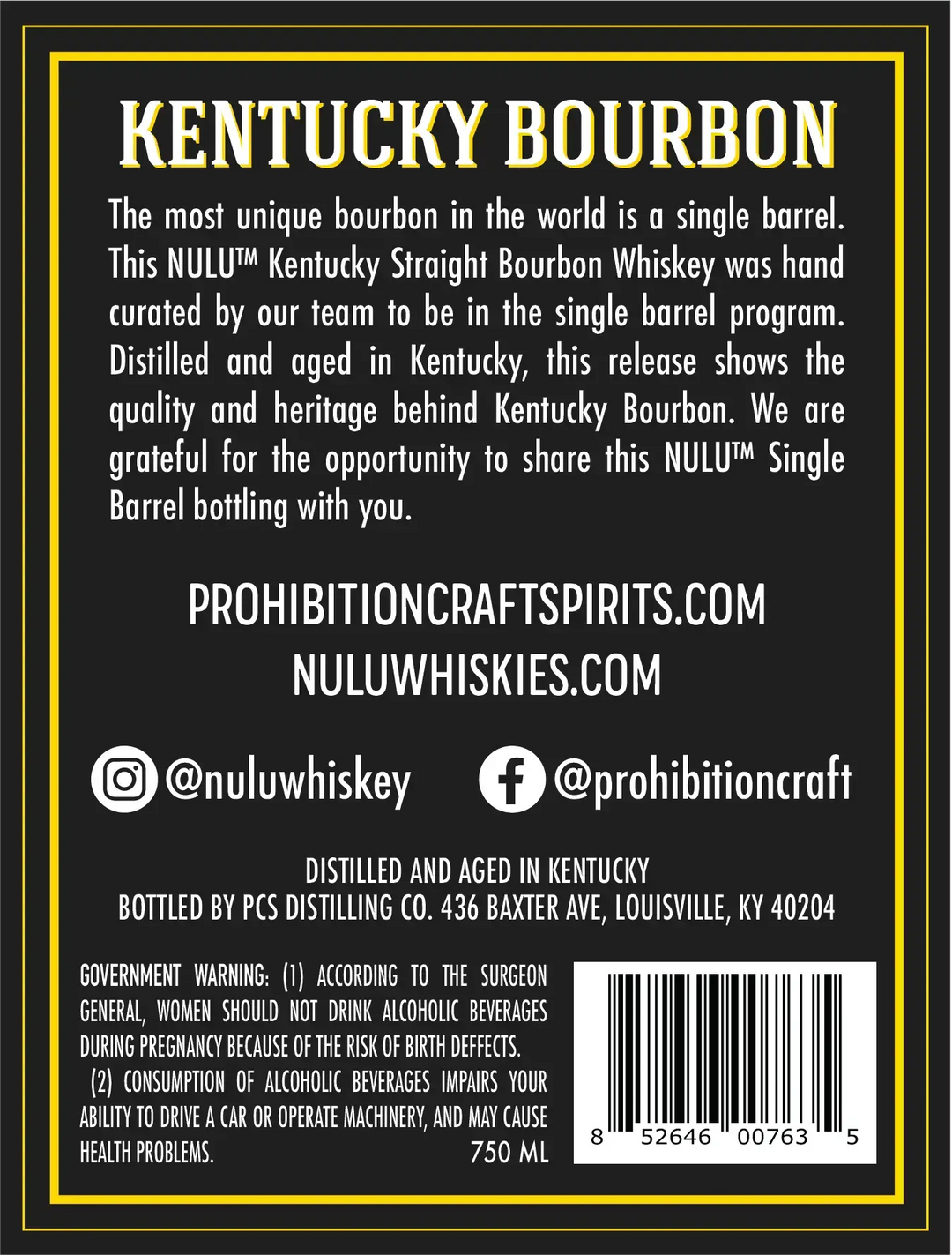 NULU Single Barrel Kentucky Straight Bourbon Whiskey Barrel KY49 8 Year 120 Proof - Main Street Liquor