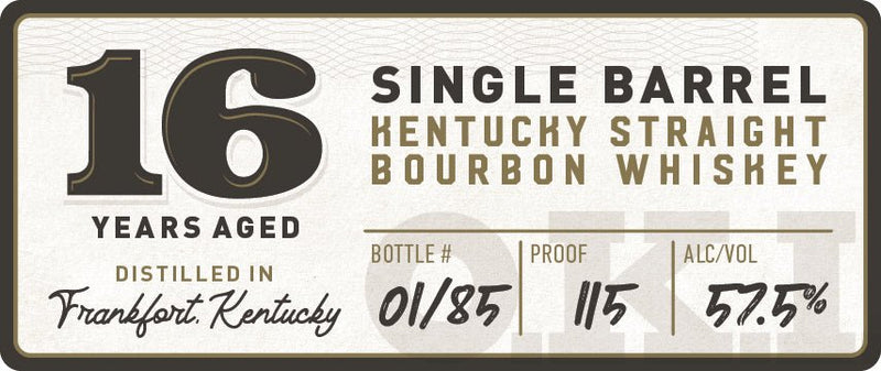 Load image into Gallery viewer, O.K.I. 16 - Year Aged Single Barrel Kentucky Straight Bourbon Whiskey - Main Street Liquor
