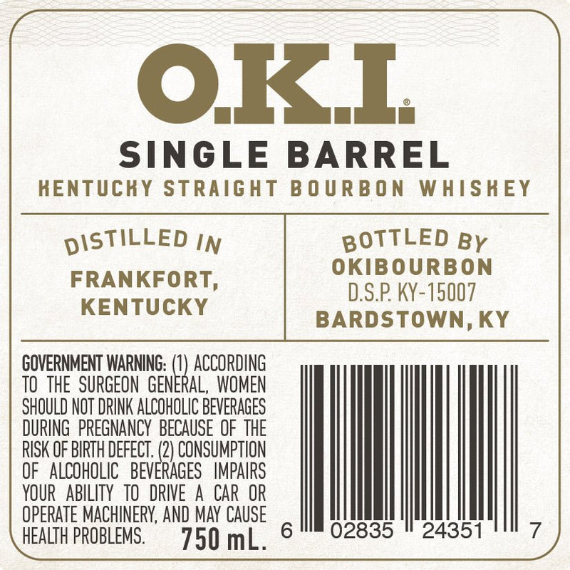 Load image into Gallery viewer, O.K.I. 16 - Year Aged Single Barrel Kentucky Straight Bourbon Whiskey - Main Street Liquor
