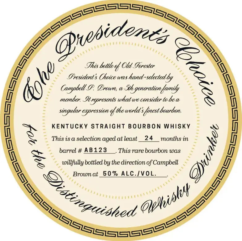 Old Forester President's Choice Kentucky Straight Bourbon Whiskey 2026 700mL - Main Street Liquor