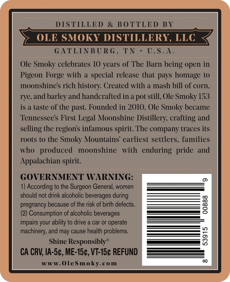 Load image into Gallery viewer, Ole Smoky 153 Handcrafted Tennessee Moonshine - Main Street Liquor
