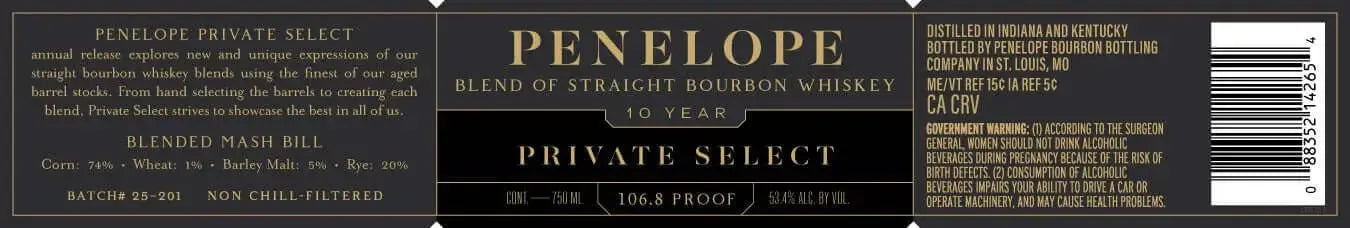 Penelope 10 Year Private Select Bourbon Whiskey - Main Street Liquor