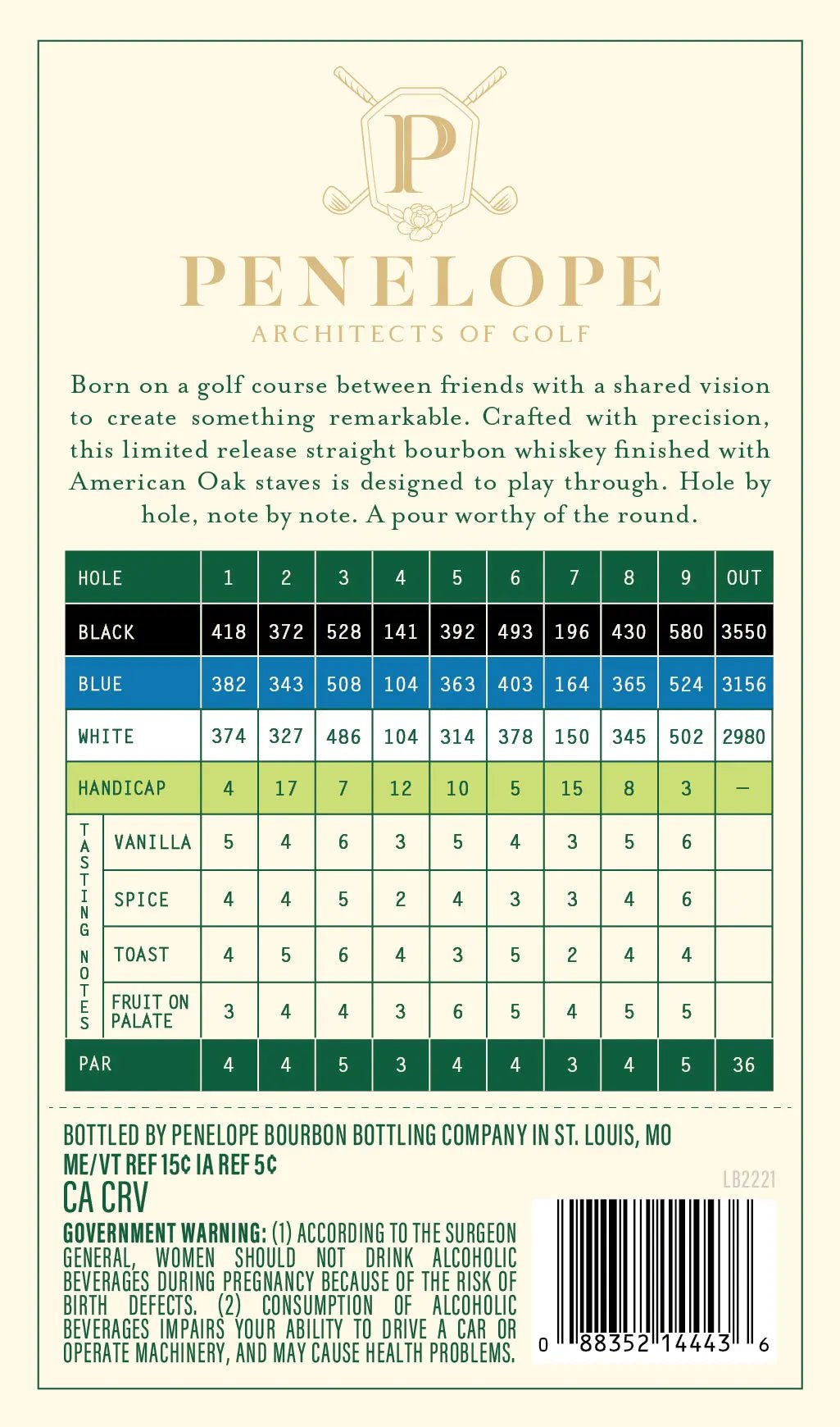 Penelope Architects of Golf 6 Year Straight Bourbon Whiskey Hole 9 - Main Street Liquor