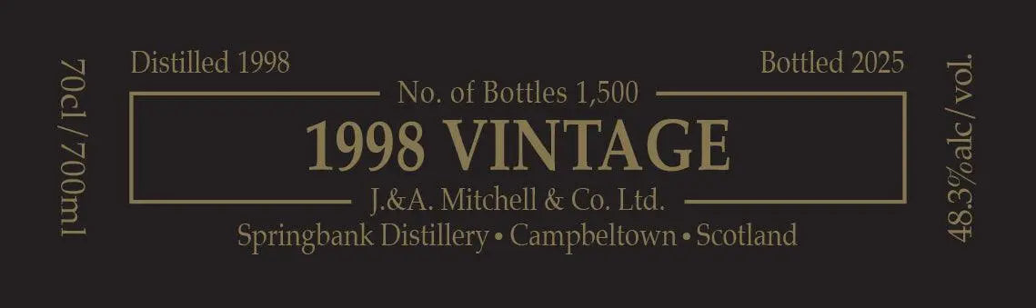 Springbank 1998 Vintage Limited Edition Single Malt Scotch Whisky Springbank