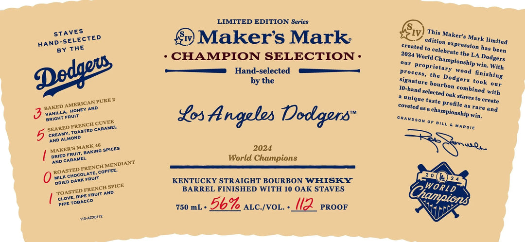 Maker’s Mark Champion Selection Los Angeles Dodgers 2024 Limited Edition Maker's Mark