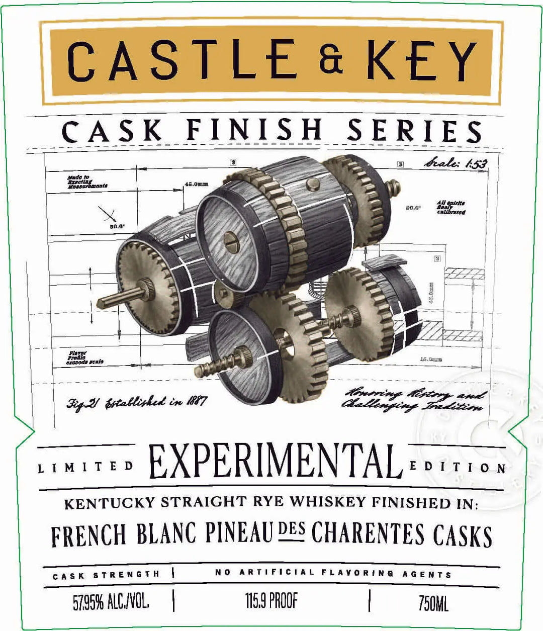 Castle & Key Cask Finish Series French Blanc Pineau des Charentes Cask Rye Experimental Edition Castle & Key
