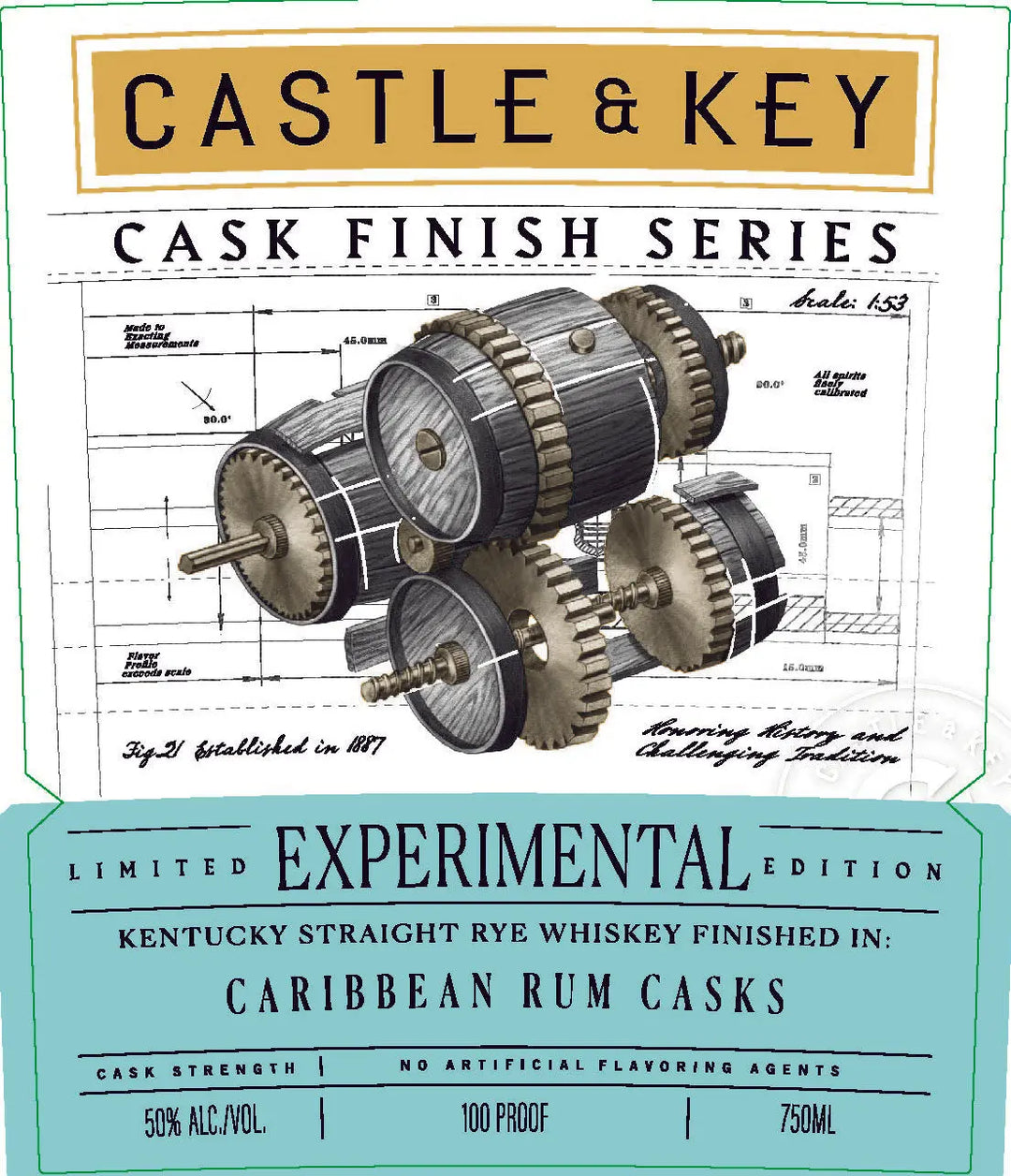 Castle & Key Experimental Rye Whiskey Caribbean Rum Cask Finish 750ml Castle & Key