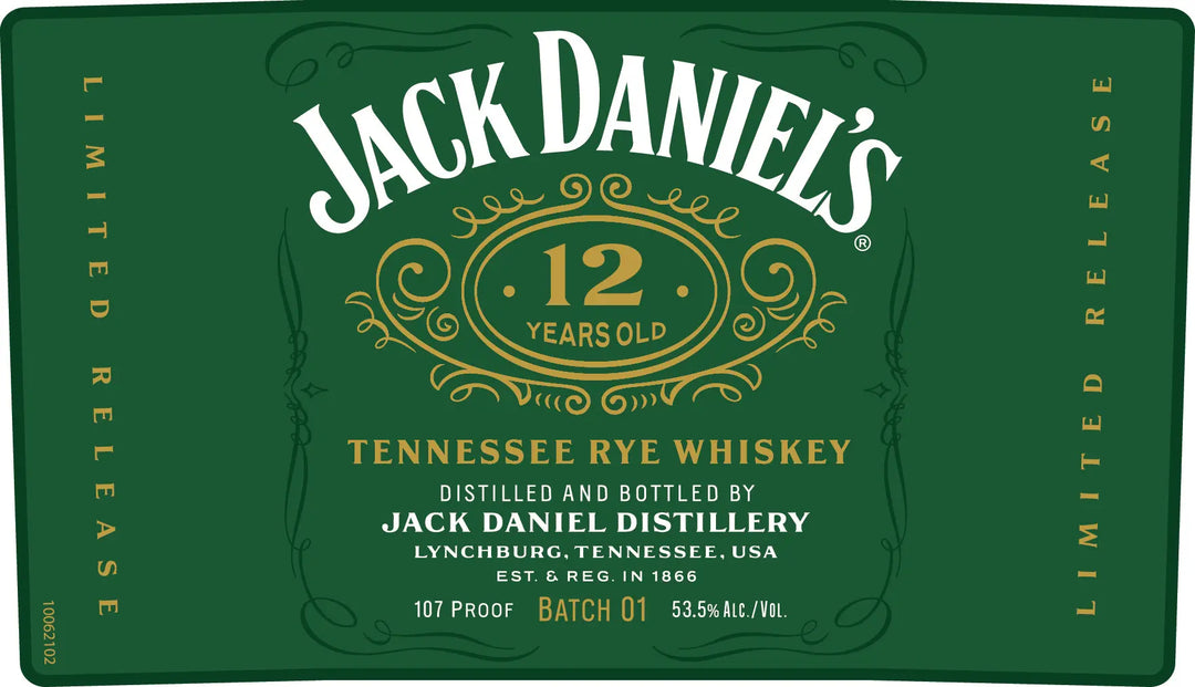 Green label with ornate gold accents for Jack Daniel&
