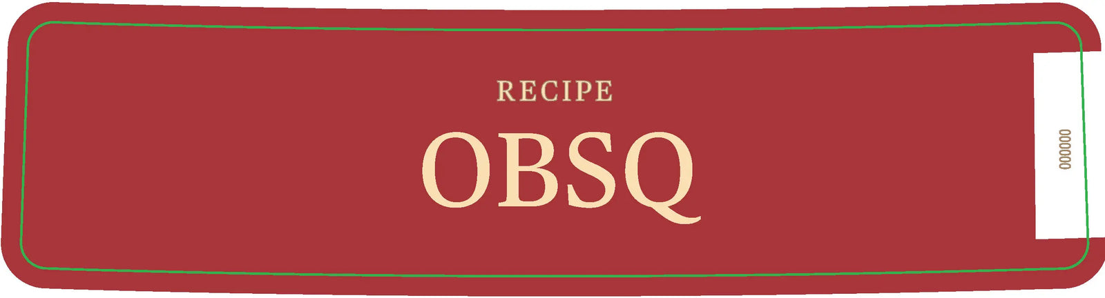 A red rectangular label featuring large, centered beige text that reads "RECIPE OBSQ," along with a small white section accented by gold circles on the right edge, reflects the distinguished style of Four Roses OBSQ Single Barrel Bourbon Whiskey 750mL from Four Roses.