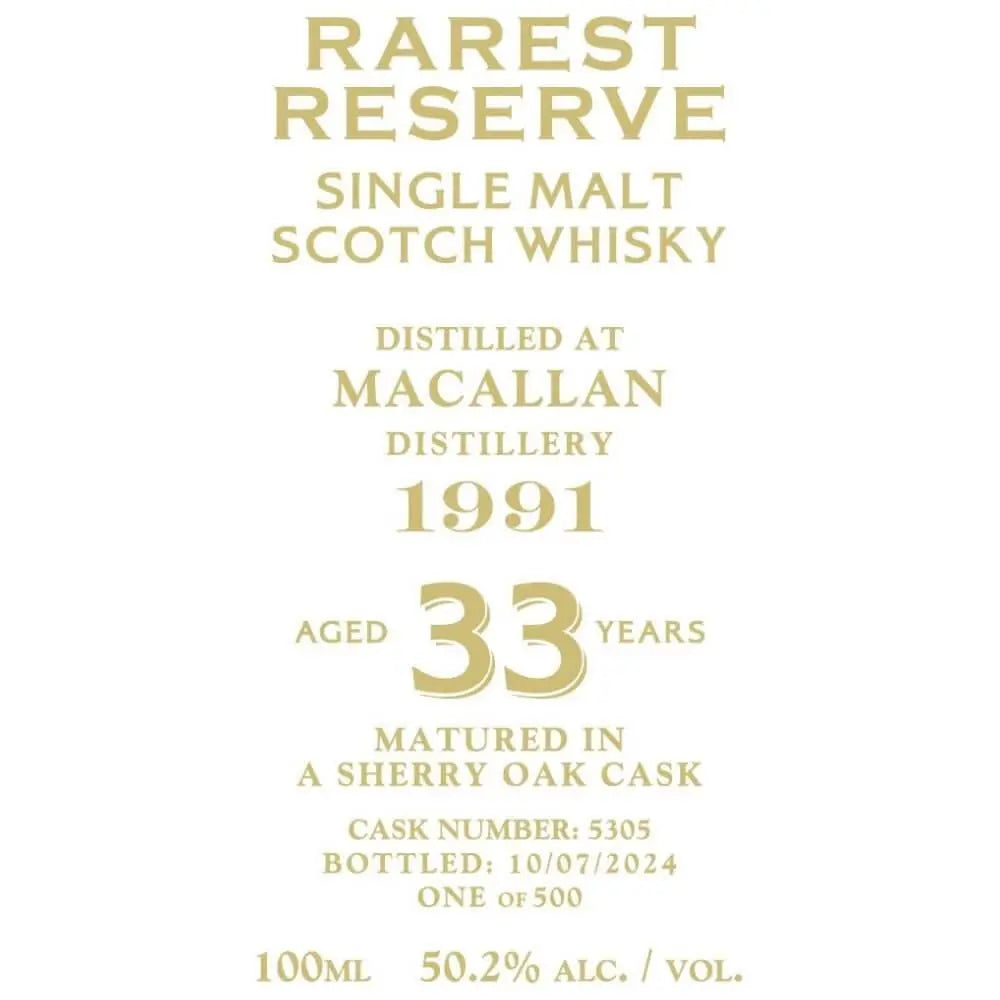 Rarest Reserve 33 Year Old Macallan 1991 - Main Street Liquor