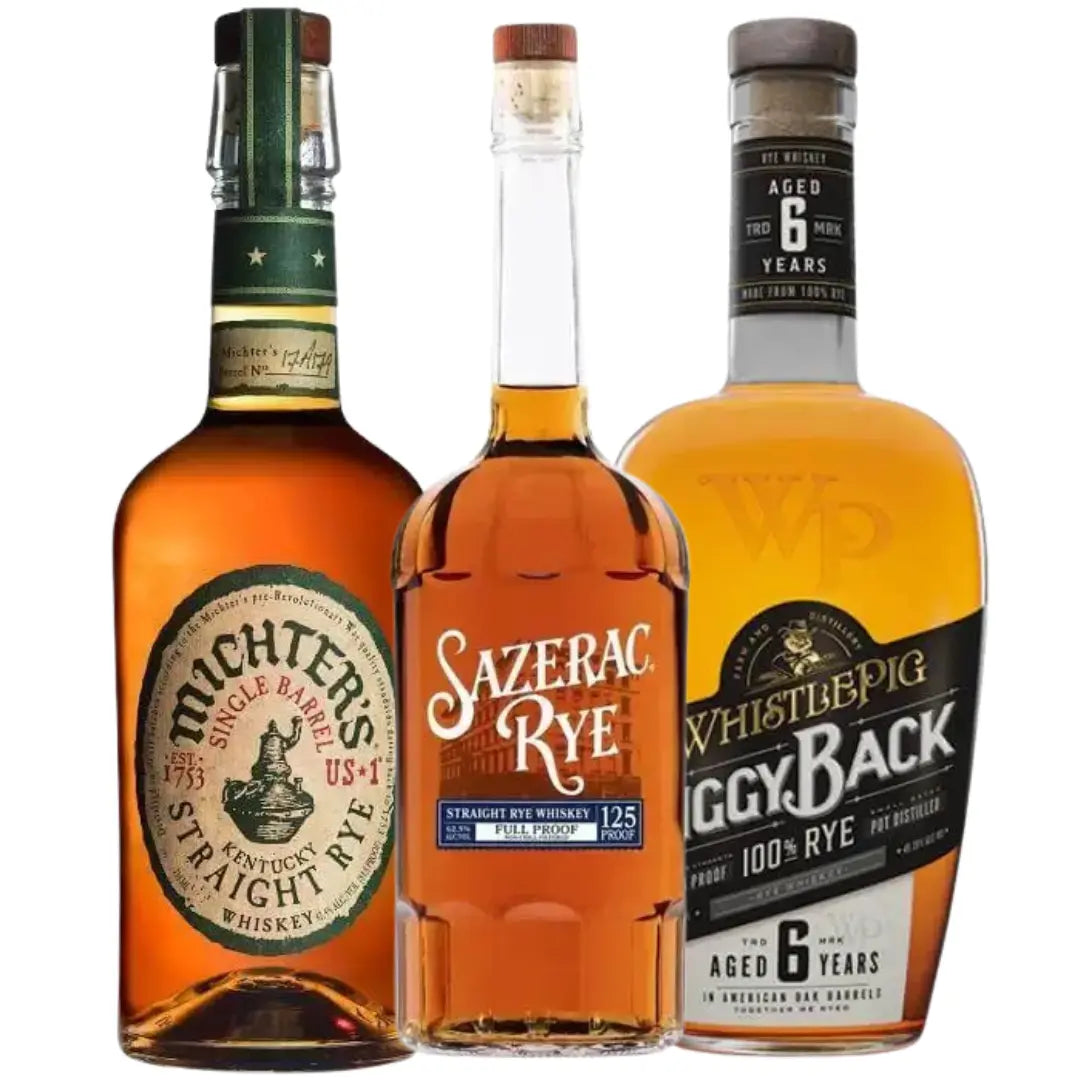 Rye Whiskey Collector Starter Pack: WhistlePig Piggyback 6 Year, Sazerac Rye Full Proof, Michter&