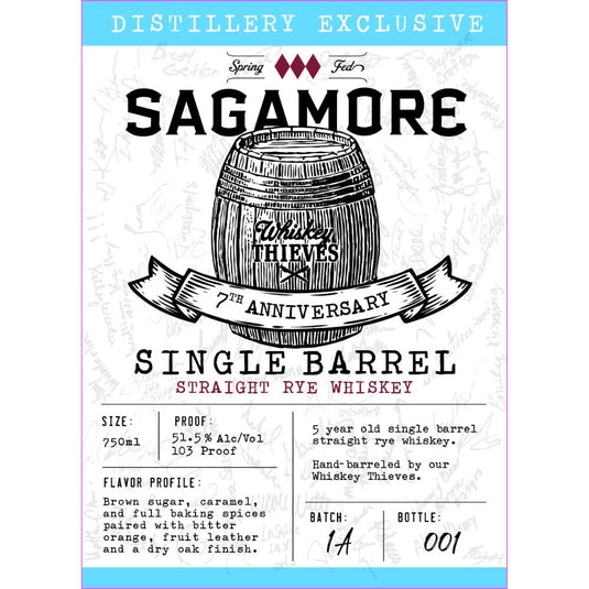 Sagamore 7th Anniversary Single Barrel Straight Rye Whiskey - Main Street Liquor