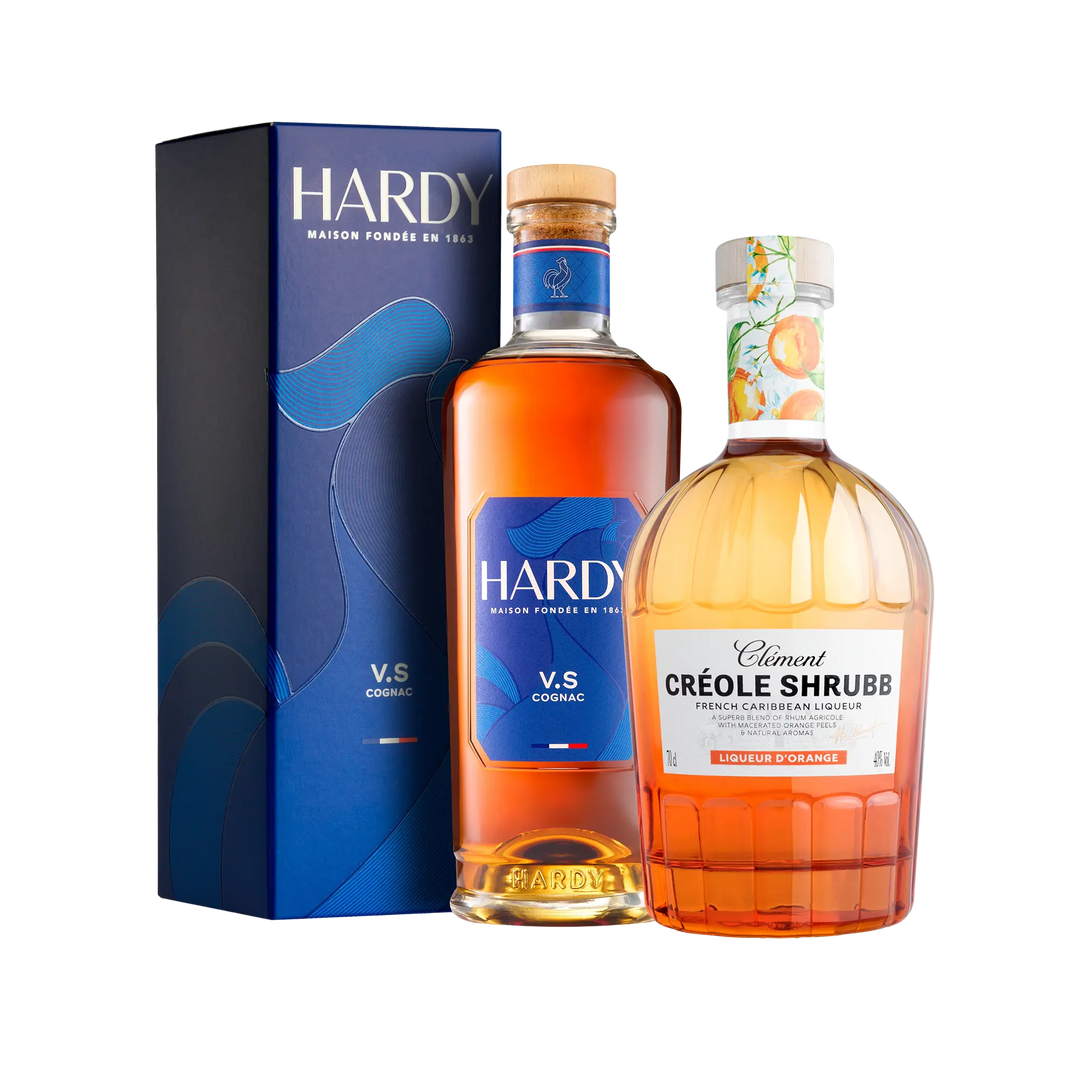 The Sidecar Bundle by Spiribam USA includes Hardy V.S Cognac and Clément Créole Shrubb, ideal for mixing a classic Sidecar cocktail.