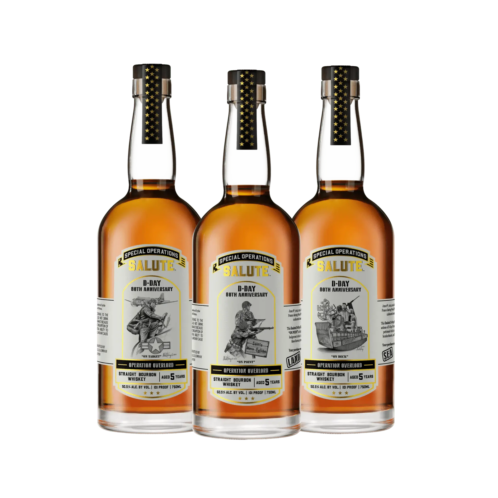 Special Operations Salute™ Whiskey - D - Day 80th Anniversary - 3 Bottle Set with Limited Edition Lithograph - Main Street Liquor