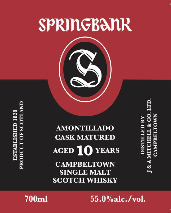 Springbank 10 Year Old Amontillado Cask Matured Campbeltown Single Malt Scotch Whisky 700ml - Main Street Liquor