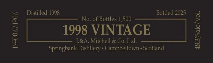 Springbank 1998 Vintage Limited Edition Single Malt Scotch Whisky - Main Street Liquor
