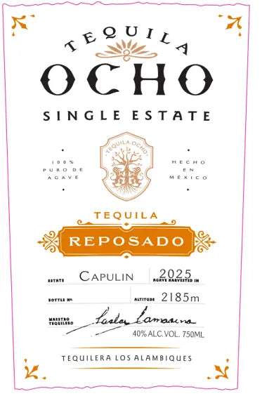 Tequila Ocho Reposado Single Estate Capulin - Main Street Liquor