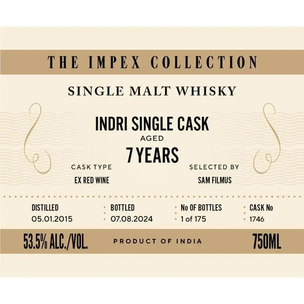 The ImpEx Collection Indri Single Cask 7 Year Old - Main Street Liquor