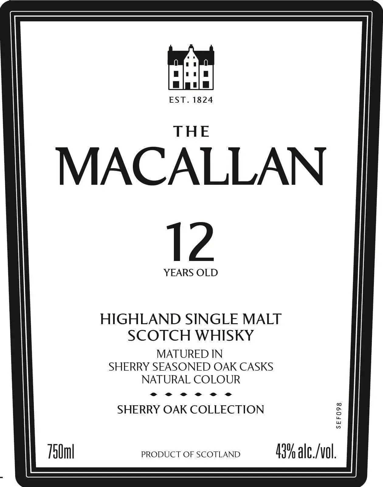 The Macallan 12 Year Old Sherry Oak – 750ml - Main Street Liquor