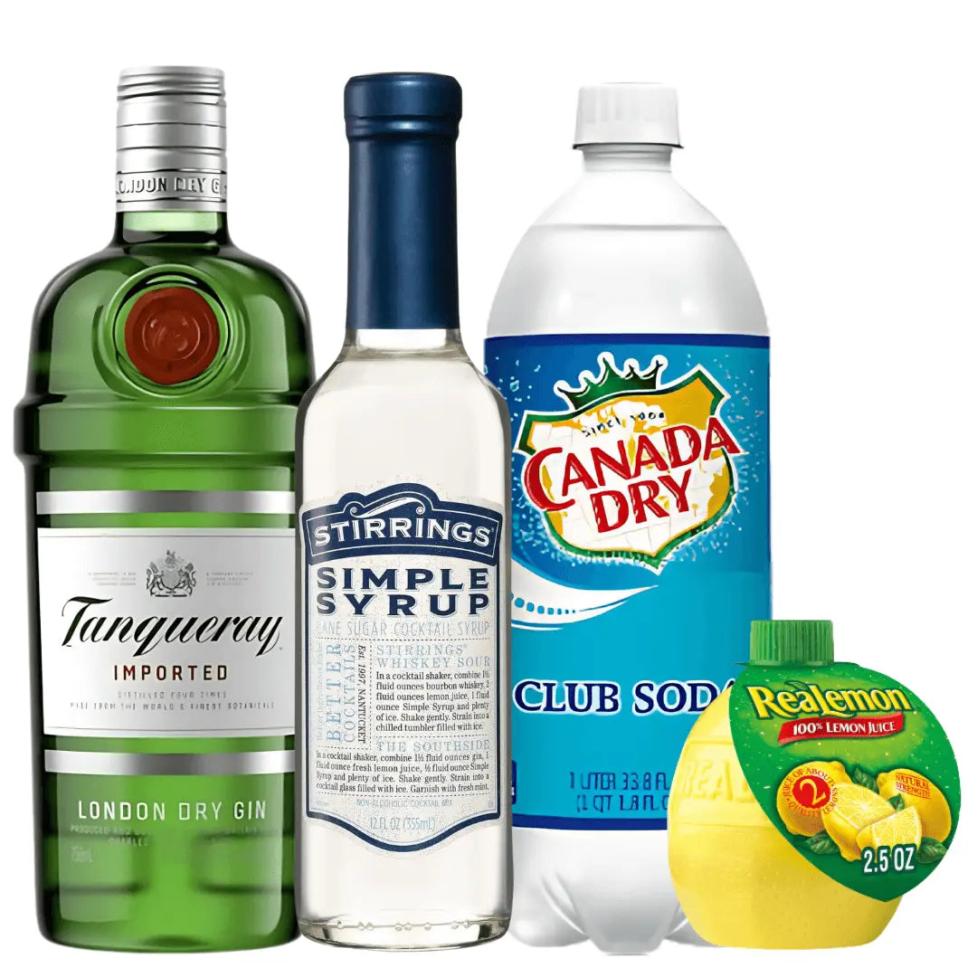 Tom Collins Cocktail Kit: Tanqueray, Realemon, Stirrings, Club Soda - Main Street Liquor