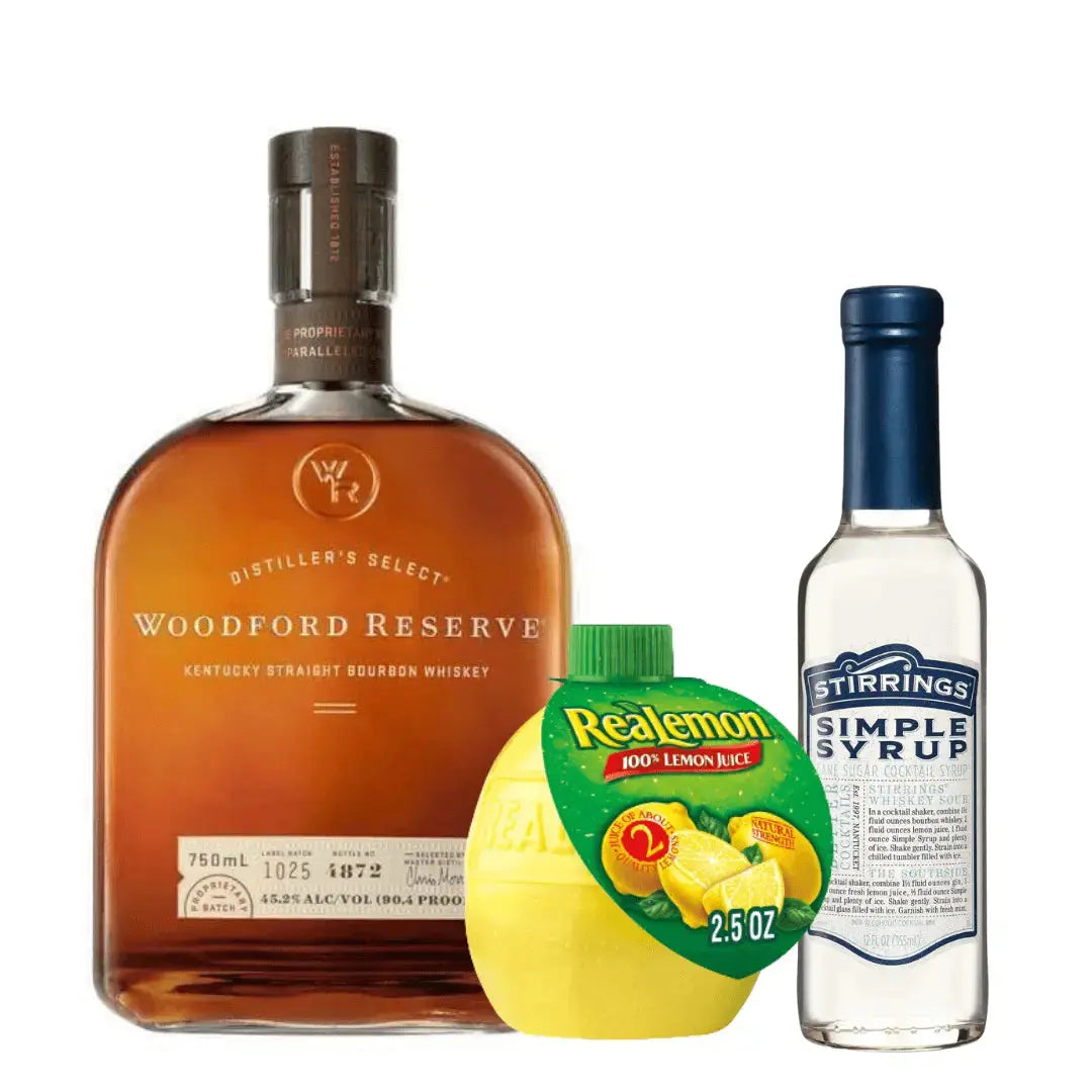 Whiskey Sour Cocktail Kit: Woodford Reserve, Realemon, Stirrings - Main Street Liquor