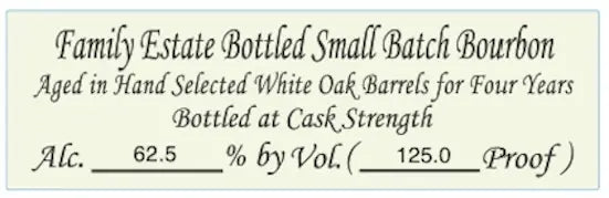 Willett Distillery’s Willett Family Estate Small Batch Bourbon 4 Year Cask Strength 750ml—Kentucky bourbon aged 4 years in white oak, bottled at 62.5% ABV (125 proof), honors small batch bourbon tradition.