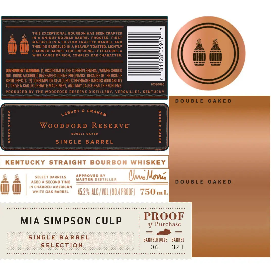 Woodford Reserve Double Oaked Single Barrel Mia Simpson Culp Selection - Main Street Liquor