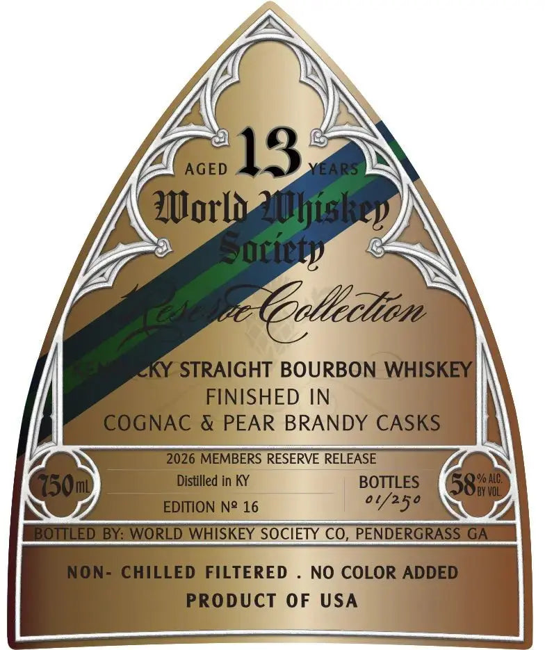 World Whiskey Society 13 Year Kentucky Straight Bourbon Reserve Collection Cognac &amp; Pear Brandy Cask Finish - Main Street Liquor