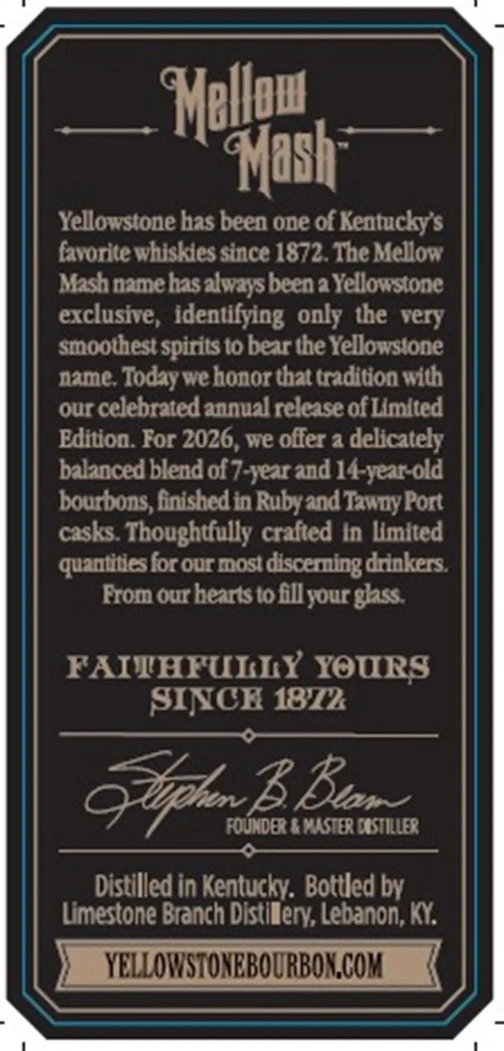 Yellowstone 2026 Limited Edition Bourbon Finished in Ruby and Tawny Port Casks - Main Street Liquor