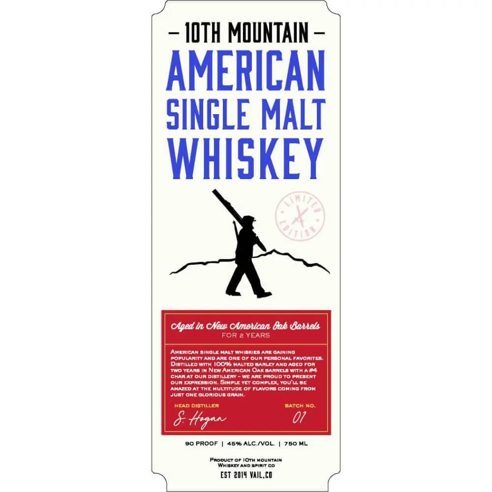 10th Mountain American Single Malt Whiskey - Main Street Liquor
