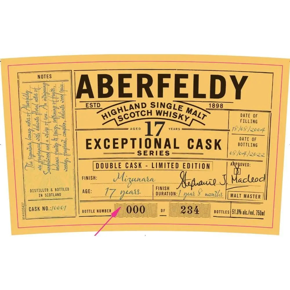Aberfeldy 17 Year Old Exceptional Cask Series Mizunara Finish - Main Street Liquor
