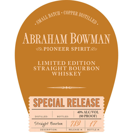Abraham Bowman Special Release Straight Bourbon - Main Street Liquor