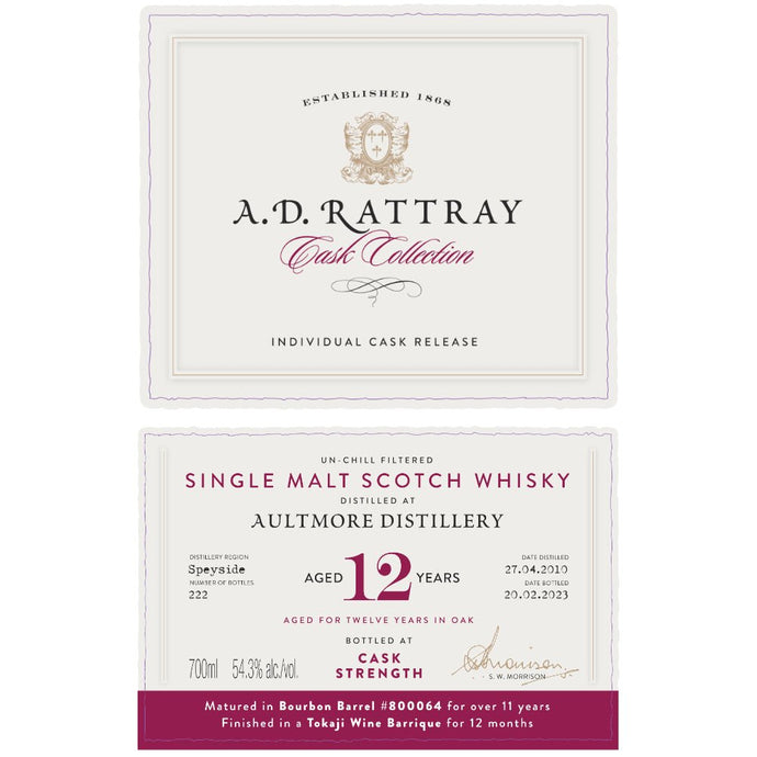 A.D. Rattray Cask Collection 12 Year Aultmore 2010 Cask 