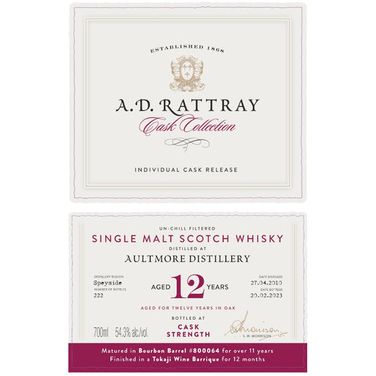 A.D. Rattray Cask Collection 12 Year Aultmore 2010 Cask