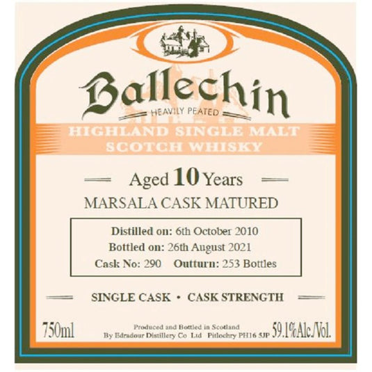 Ballechin Marsala Cask Matured Single Malt Scotch 10 Year Old - Main Street Liquor