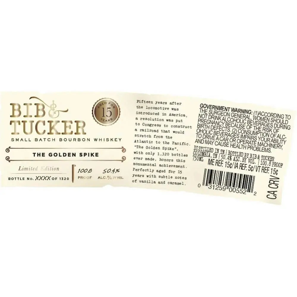 Bib &amp; Tucker The Golden Spike 15 Year Old Bourbon - Main Street Liquor