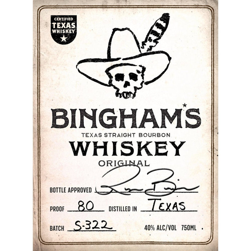 Load image into Gallery viewer, Bingham&#39;s Bourbon Original A Certified Texas Whiskey™ by Ryan Bingham - Main Street Liquor
