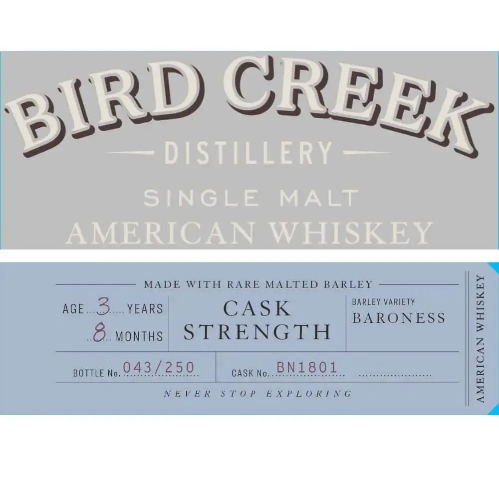 Bird Creek Cask Strength American Single Malt Whiskey - Main Street Liquor