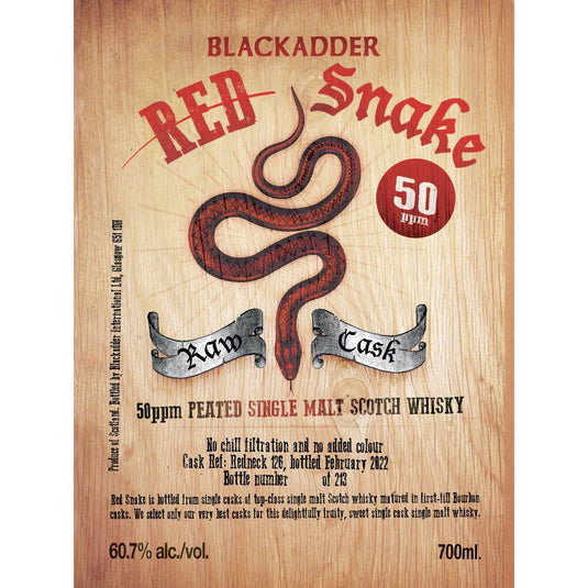 Blackadder Red Snake 50PPM Peated Single Malt Scotch - Main Street Liquor