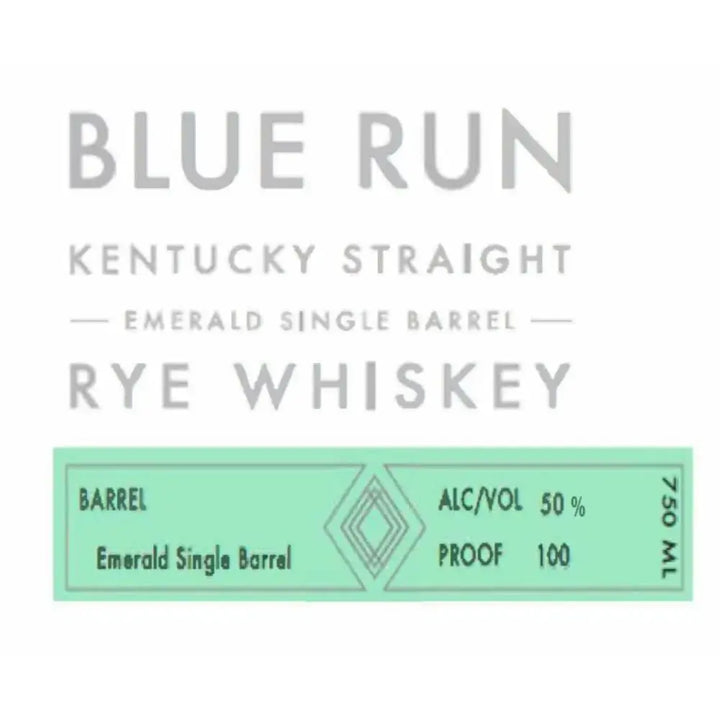 Blue Run Emerald Single Barrel Kentucky Straight Rye Whiskey - Main Street Liquor