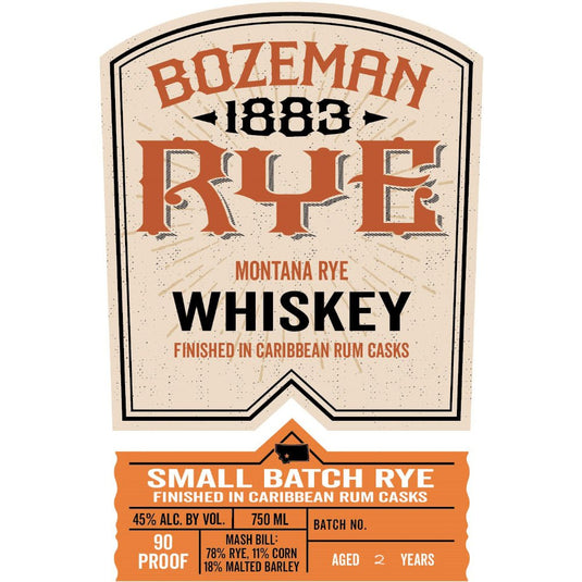 Bozeman 1883 Small Batch Straight Rye Finished in Rum Casks - Main Street Liquor