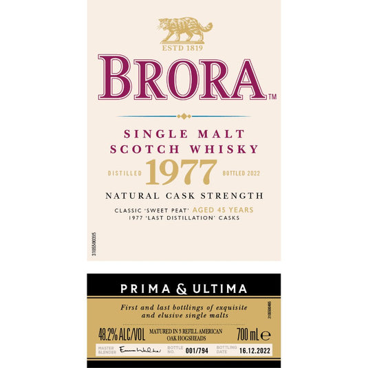 Brora 1977 Prima & Ultima Single Malt Scotch 45 Year Old - Main Street Liquor