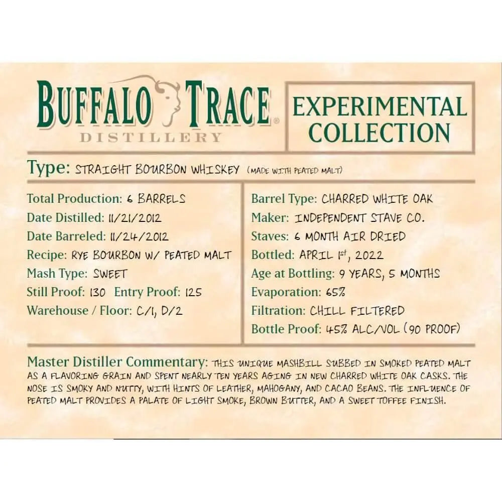 Buffalo Trace Experimental Collection Peated Bourbon - Main Street Liquor