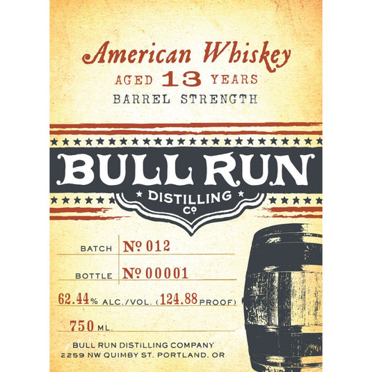 Bull Run 13 Year Old Barrel Strength Whiskey - Main Street Liquor