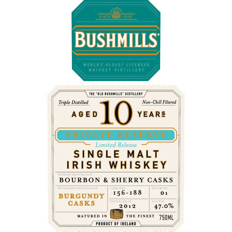 Load image into Gallery viewer, Bushmills 10 Year Old Private Reserve Burgundy Cask Finished - Main Street Liquor

