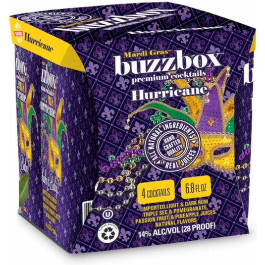 Buzzbox Mardi Gras Hurricane Cocktail 4PK - Main Street Liquor