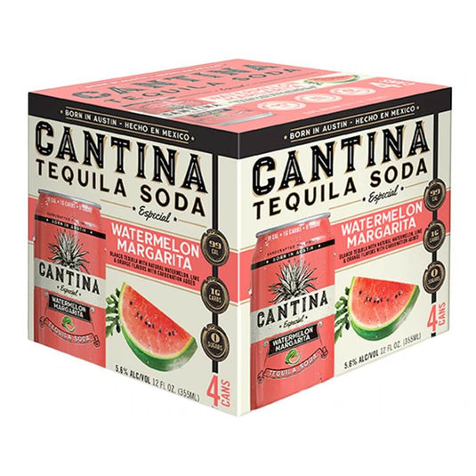 Cantina Watermelon Margarita Tequila Soda 4pk - Main Street Liquor