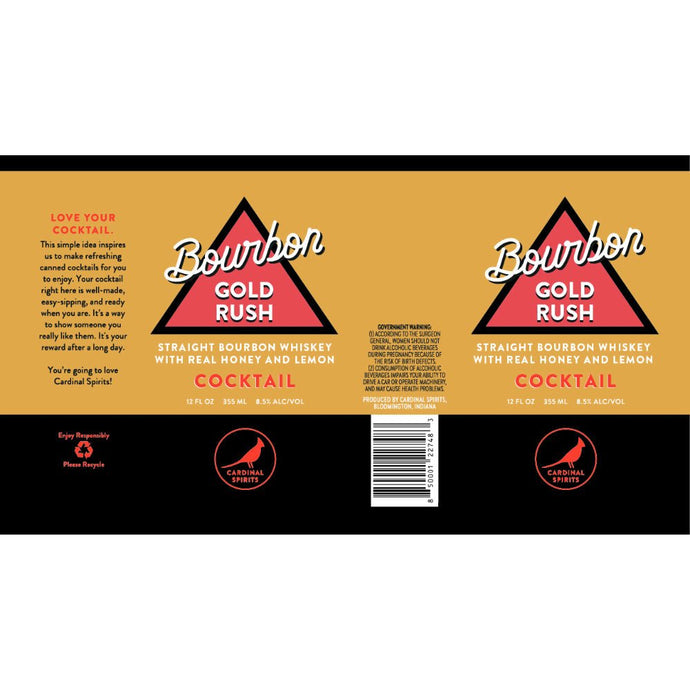 Cardinal Spirits Bourbon Gold Rush Canned Cocktail - Main Street Liquor