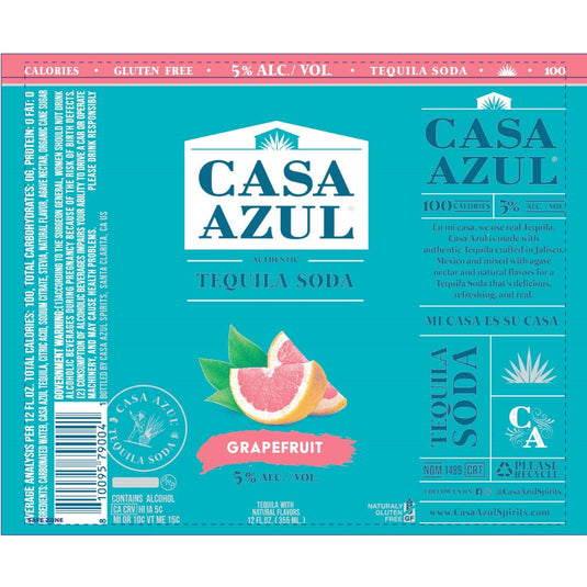 Casa Azul Grapefruit Tequila Soda 4pk - Main Street Liquor