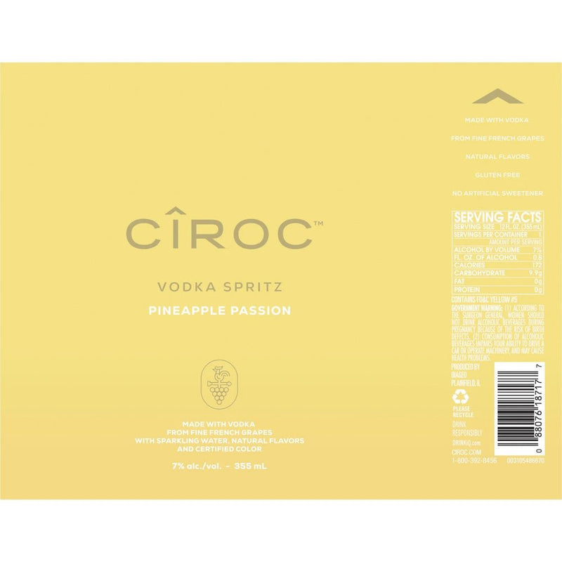 Load image into Gallery viewer, Ciroc Vodka Spritz Pineapple Passion 4PK Cans - Main Street Liquor
